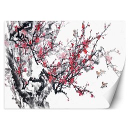 Sakura - Sumi-e (obraz tuszem) / Fototapety