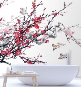 Sakura - Sumi-e (obraz tuszem) / Fototapety