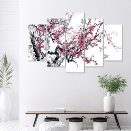 Sakura - Ukiyo-e (pływające obrazy) / Pentaptyk (płótno)