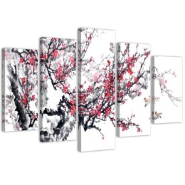 Sakura - Ukiyo-e (pływające obrazy) / Pentaptyk (fizelina)