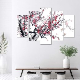Sakura - Ukiyo-e (pływające obrazy) / Pentaptyk (fizelina)