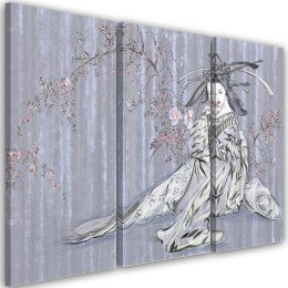 Geisha - Ukiyo-e (pływające obrazy) / Tryptyk (fizelina)