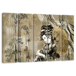 Geisha - Ukiyo-e (pływające obrazy) / Pentaptyk (fizelina)