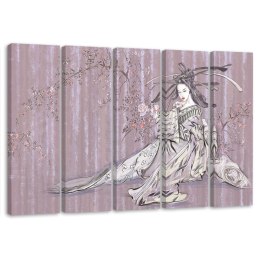 Geisha - Ukiyo-e (pływające obrazy) / Pentaptyk (fizelina)