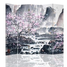 Parawan 'Kwitnąca wiśnia przy wodospadzie' (Rozmiar: 180 x 170 cm)