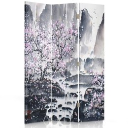 Parawan 'Kwitnąca wiśnia przy wodospadzie' (Rozmiar: 110 x 170 cm)